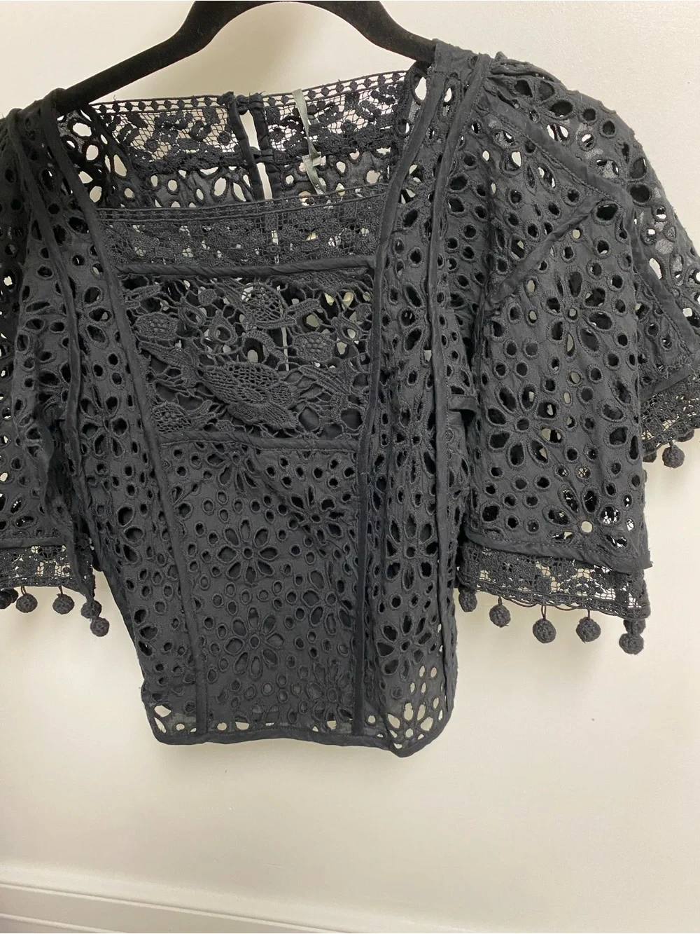 Anthropologie Black Crochet Crop Top